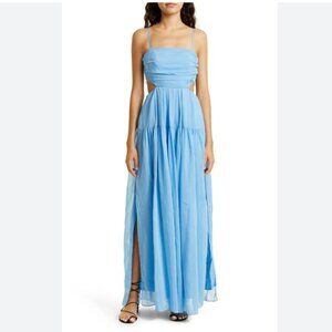 Rebecca Taylor Cutout Cotton & Silk Dress In Azul Blue Size US 2